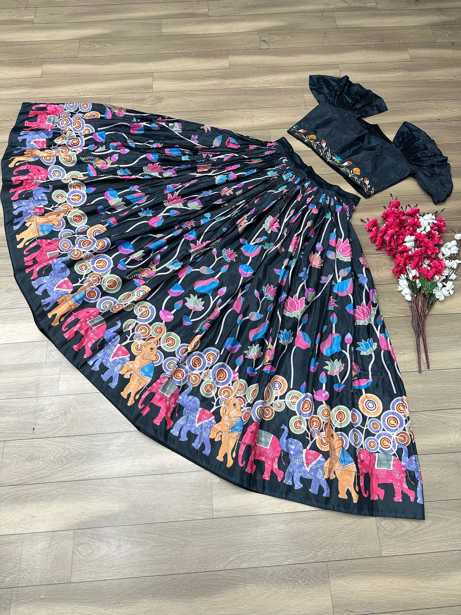 PC 322 Chinon Printed Crop Top Lehenga With Blouse Wholesale Shop In Surat